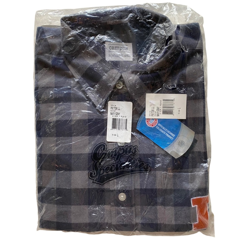 Campus Specialties Illinois Fighting Illini Flannel Button Down Shirt Mens L